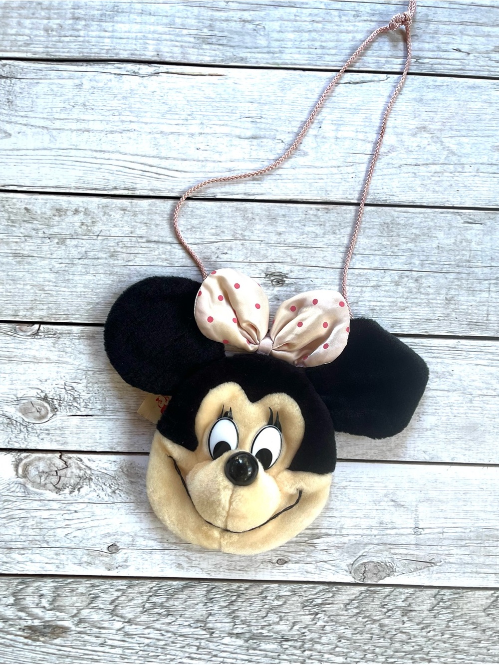 Vintage Disney Minnie Mouse Plush Crossbody Purse Bag